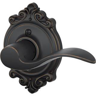 Schlage Accent Lever med Brookshire trim ikke -drejende lås i ældre bronze - højrehåndet