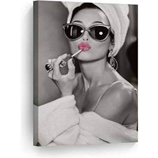 Audrey Hepburn Wall Art Makeup Pink Lipstick Canvas Print Iconic Pop Art Pretty Beauty Beauth