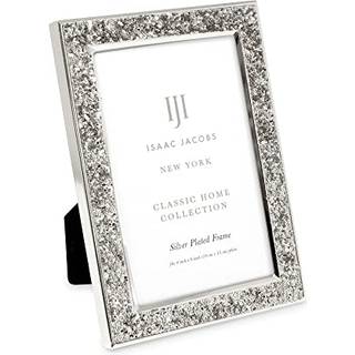 Isaac Jacobs 4x6 S?lvmetal Glitter (lodret og vandret) billedramme med sort stof Esmet V?gmonterbar lavet til bordplader med bordplader og skrive