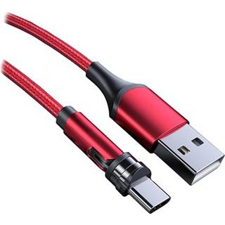 Ladekabel med Roterende Magnetisk Stik - 2m, USB-C - Rød