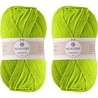 2 pcs h?klet garn f?les bl?dt 280 meter forskellige farver 4Ply akrylgarngarn til h?kling og h?ndstrikkeknap gr?n