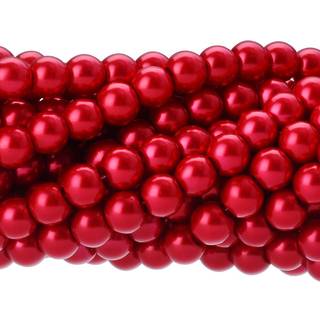 Rubyca 200pcs Tjekkisk lille Satin Luster Glass Pearl Round Perles Jewelry Making 10mm Light Siam Red