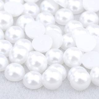 Niziky 300stk fladt tilbage halvt runde perler 14 mm hvid halv runde fladback perler perler perler til håndværk fladt bager