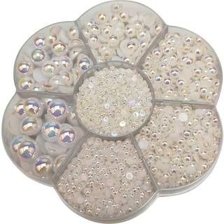 Chenkou Craft 3000pcs 1 Box White Ab Round Flatback Imitation Half Pearls Bead Loose Beads Gem (White Ab Half Ball)