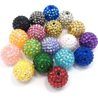 20 mm rhinestone perler 50 stk perlerede kastboller chunky bubblegum stor afstands charme gnist bling ball bulk mix farver tilf?ldigt (20 mm)