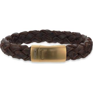 Scrouples FORCE Læderarmbånd brun flettet remme 19 cm