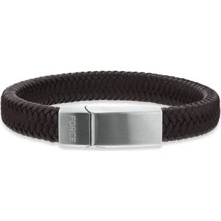 Scrouples FORCE Læderarmbånd brun flettet m. stål rem