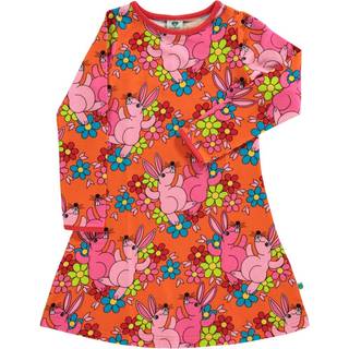 Småfolk Mønstret Kjole Med Blomster Og Kaniner Orange 1-2 Y  Orange.  1-2 år  kvinde