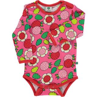 Småfolk Mønstret Babybody Med Blomster Og Jordbær Lyserød 80 cm  Lyserød  80 cm  Unisex