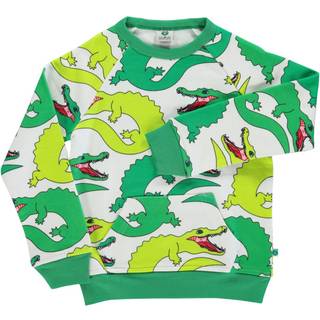 Småfolk Mønstret Sweatshirt Med Krokodiller Cremefarvet 4-5 Y  Creme  4-5 år  Unisex