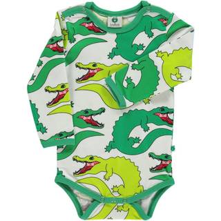 Småfolk Mønstret Babybody Med Krokodiller Cremefarvet 74 cm  Creme  74 cm  Unisex