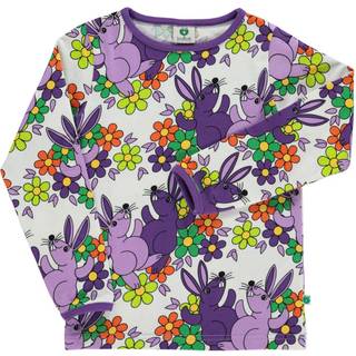 Småfolk Mønstret Langærmet T-shirt Med Blomster Og Kaniner Cremefarvet 5-6 Y  Creme  5-6 år  Unisex