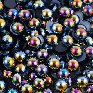 Niziky 500pcs flad tilbage halvt runde perler 10 mm sort ab halv fladback perler perler perler til håndværk fladt bager