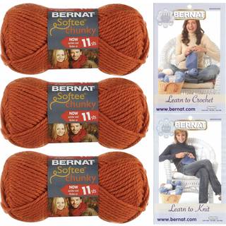Bernat Softee Chunky Solid Yarn Bundle Super Voluminy #6 3 Skeins Pumpkin 28630