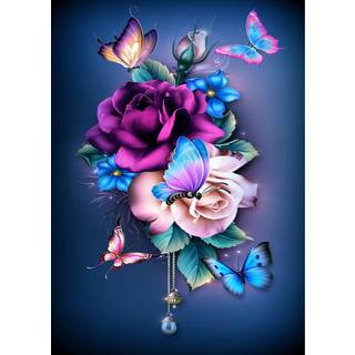 Dotzso Diamond Maleri Kits til voksne DIY 5D Runde Fuld boremugterfuglblomster Diamond Art Meget velegnet til hjemmefrit fritid og v?gdekoration