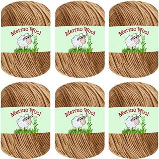 6-Pack 100% Merino uldgarn til strikning og hækling af Sunny Cat (18 Light Khaki)