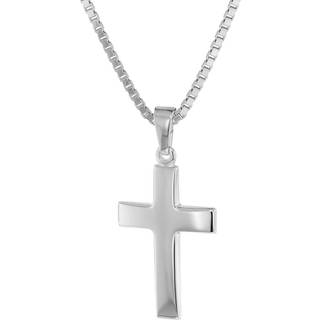 trendor 39910 Kreuz 21 mm Weißgold 333 (8 Kt) mit Silber-Halskette