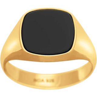Son of Noa Signet ring til mænd i IP Gold stål med rundet sort agat
