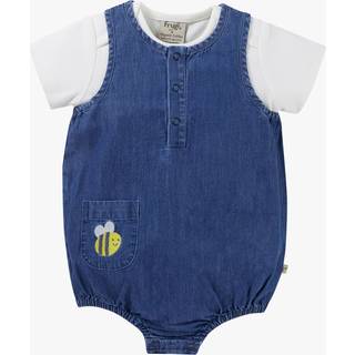 Frugi Frugi Blue Cotton Bee Outfit Applique Chambray Romper