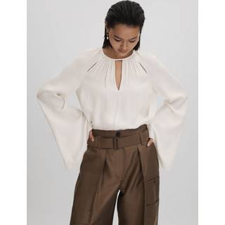 Reiss Gracie Cut-Out Flute Sleeve Bluser34