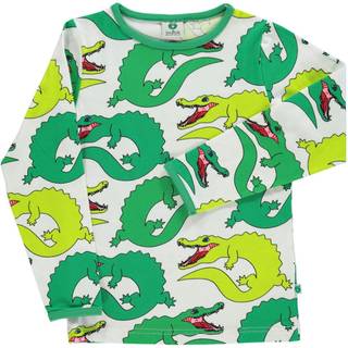 Småfolk Mønstret Langærmet T-shirt Med Krokodiller Cremefarvet 5-6 Y  Creme  5-6 år  Unisex