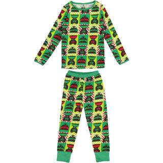 Småfolk Mønstret Pyjamas Med Gravemaskiner Grøn 3-4 Y  Grøn  3-4 år  Unisex