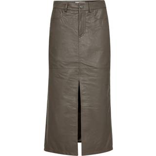 Co'couture Phoebecc Leather Slit Skirt Nederdele 34074 Elephant (XLARGE)
