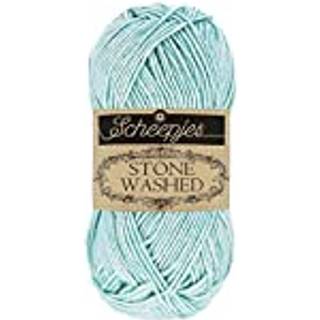 Scheepjes Stone Washed 813 Amazonite Indhold: 78% bomuld, 22% akryl Vægt/længde: 50 g = ca. 130 meter Anbefalede pinde: 3.00 - 3.50 mm Strikkefasthed: 10 x 10 cm = 24 m x 32 p Vask: Vaskes ved 40 grader skånevask.