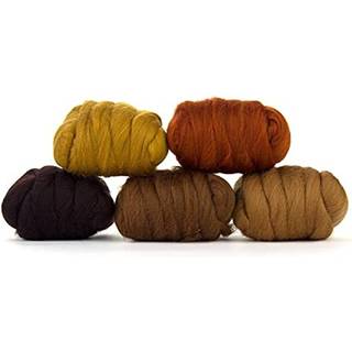 Revolution fibre | Blandet Merino Wool Variety Pack | Perfekt uldroving til spinding n?lfeltning af v?dfeltningsv?vning og h?ndv?rk (Barky Brown