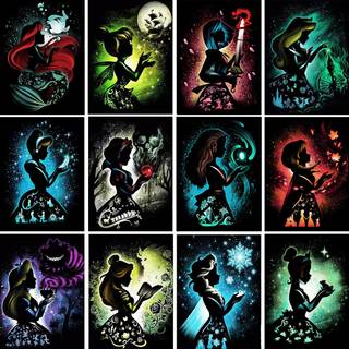 12-dele prinsesse 5D diamantmaleri-sæt (runde sten) - Gør-det-selv voksenkunst, stressaflastende håndværk