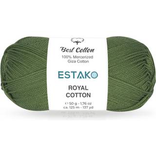 Estako Royal Cotton 100% merceriseret Giza Cotton Yarn Soft Super Fino 1 til hækling og strik 1,76 oz (50 g) / 137 år (125m) (5062)