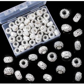 Uhomeny 50 pcs rhinestone europ?iske perler store hul rondelle afstand perler diamant krystal char