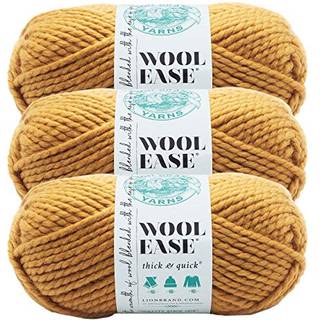 Lion Brand Yarn Wool-ease tyk og hurtig garn bl?d og volumin?s garn til strikning af h?kling og h?ndv?rk 3 pakke sennep