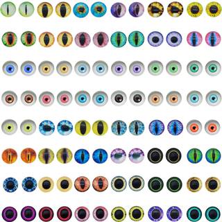 JJGQAZ 120stk (60 -taler) 12 mm blandet stil rund glas Dragon Eye Owl Cat Eyes Gem Cover Dome Cabochons til DIY smykker, der fremstiller dukkeøjn