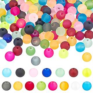 Ph Pandahall 420pcs Frostede glasperler 15 Farve 8mm Gennemsigtig frostede krystalglasperler Sortiment Lot til venskab Armb?nd Mors dag smykker M