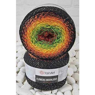 Yarnart Flowers Moonlight Glitter Cotton Yarn Soft Rainbow Crochet Metallic Lurex Handknit Shiny Silvery Cake Multicolor Cotton 1 Skein Weight 9.