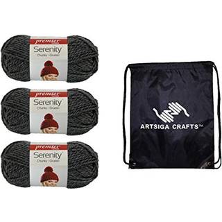 Premier Yarns Serenity Chunky Solid Smoke 700-41 (3 -SKEINS - Samme farvestof) Chunky volumin?s #5 Akrylgarn til h?kling og strikning - bundt med