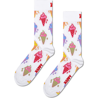 Novelty Ice Cream Socks | Silly Crew Socks - White, Pink, Blue, Yellow, Light Green - 41-46
