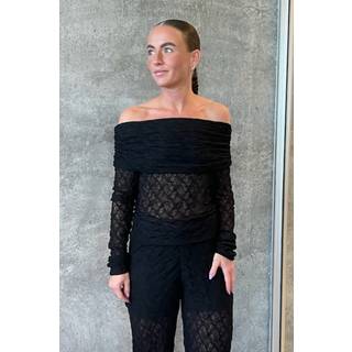Pieces Bluse - Naya Off Shoulder Lace - Black
