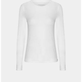 Hvid langærmet bambus T-shirt med rund hals til dame, L