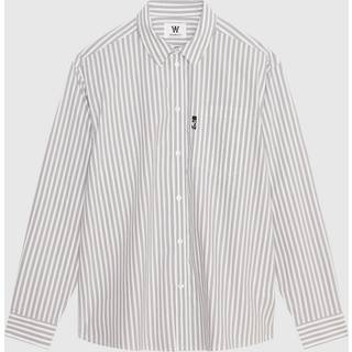 Wood Wood Day Striped Shirt GOTS Steel grey stripe - L