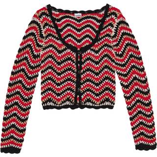 Ganni Crochet cropped cotton cardigan - multicoloured - XL