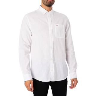 Tommy Jeans - Tjm Linen Shirt - Skjorter til mænd - White - M