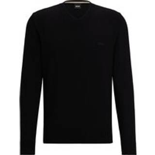 Sweater med V-hals i ren bomuld med broderet logo