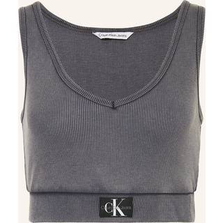 Top Calvin Klein Jeans Label Washed Rib Crop Top Washed Black L - Washed Black - L