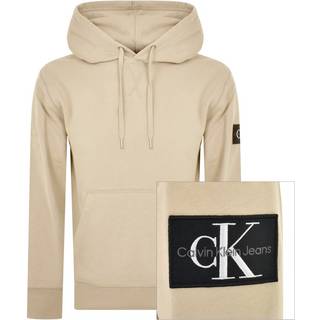 Calvin Klein Beige Brushed Cotton Hoodie with Central Pocket