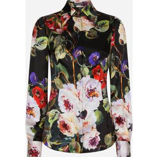 Dolce&Gabbana Floral silk-blend satin shirt - black - XS
