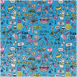 Stoff cool Girls blau-neon 140cm - Blau, Neon