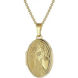 trendor 39544 Medaillon mit Kette Gold plattiertes 925 Silber