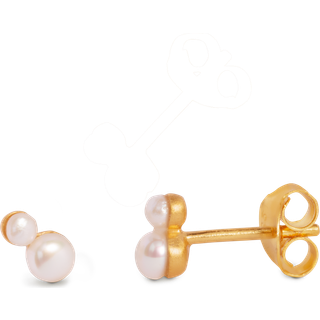 Pearl Double Øreringe, Gold Plated